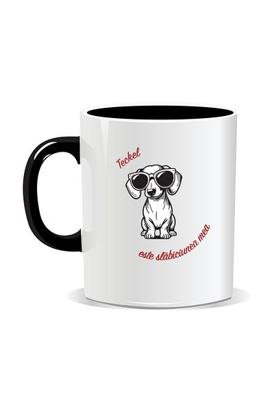 OEM Personalized mug with messages for dog lovers, Dachshund is my weakness - Black interior