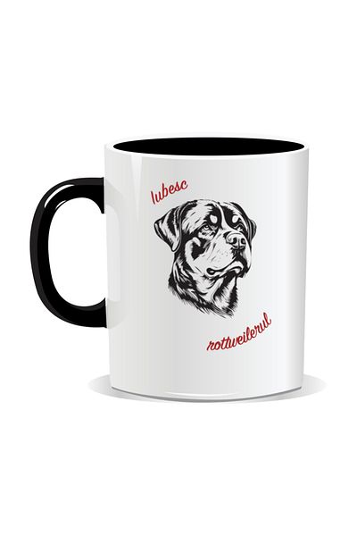 OEM Personalized mug with messages for dog lovers, I love Rottweiler - Black interior