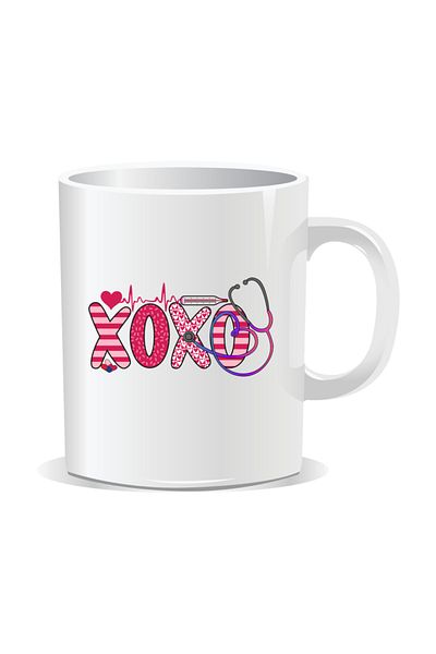 OEM Personalized mug for nurses, XOXO - White interior
