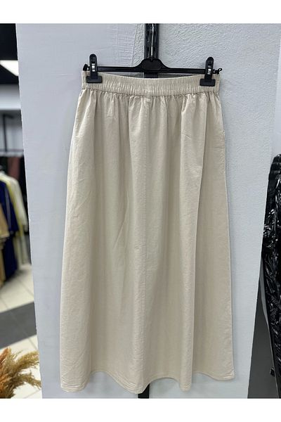 Nevayla Moda Λινό Ύφασμα Φούστα Αλεξίπτωτο - Μπεζ / A102