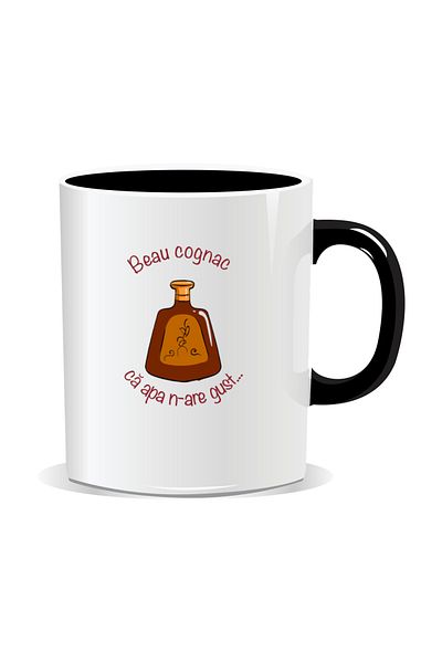 OEM Personalized mug with message for stylish drinkers, I drink cognac like water has no taste - Black interior