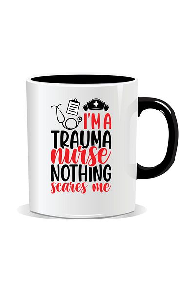 OEM Cana personalizata pentru asistente medicale, I'm a trauma nurse, nothing scares me - Interior negru