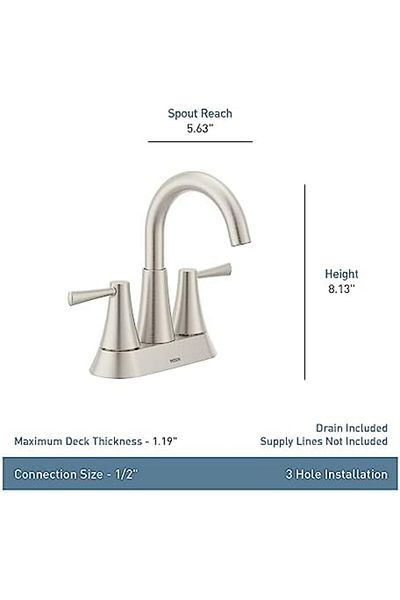 MCreative 84022Srn Ronan Two 4" Centerset Modern Faucet with Push-Down Drain, 1 Handle, Spot Resistant Nickel
