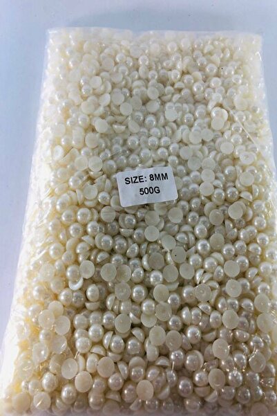 Massaltay 8 ملم لون كريمي نصف لؤلؤي - 500 جرام خرز زخرفي