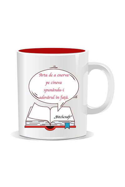 OEM Personalized mug with funny message, Bitchcraft - The art of annoying someone - Red interior