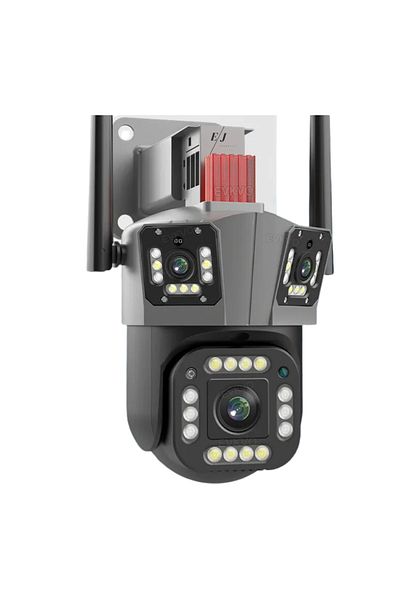 Spionescu Triple surveillance camera 5K, WIFI, 12MP, 32 GB, PTZ, CCTV, 10x zoom