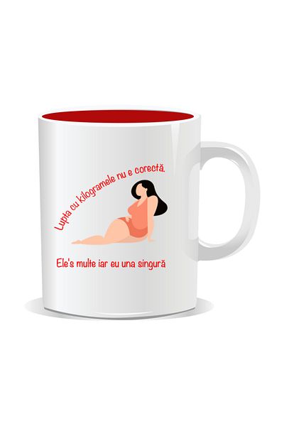 OEM Personalized mug with funny message, Fighting with weight is not fair - Red interior