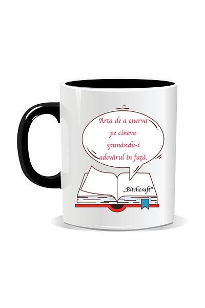 OEM Personalized mug with funny message, Bitchcraft - The art of annoying someone - Black interior