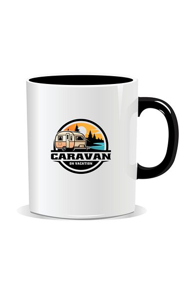 OEM Personalized mug with messages for campers, Caravan on vacation - Black interior