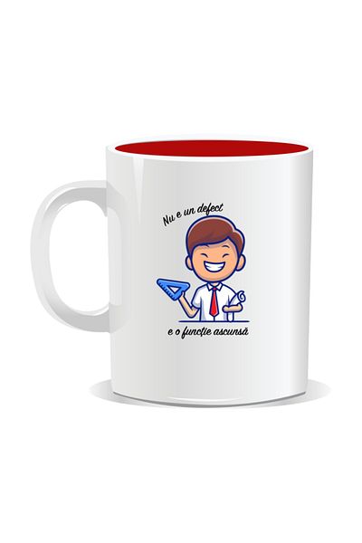 OEM Personalized mug with messages for engineers, It's not a defect, it's a hidden feature - Red interior