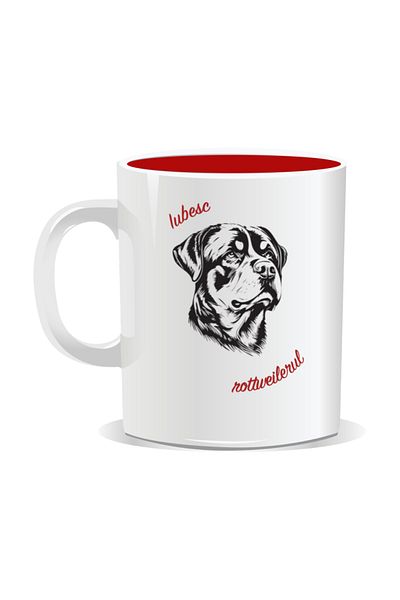 OEM Personalized mug with messages for dog lovers, I love Rottweiler - Red interior