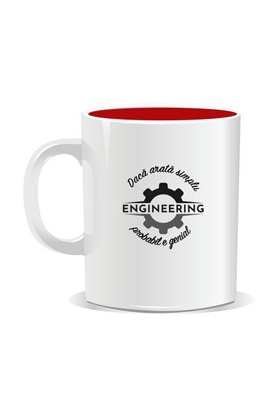 OEM Personalized mug with messages for engineers, If it looks simple, it's probably brilliant - Red interior
