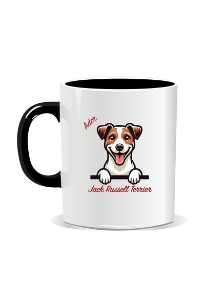 OEM Personalized mug with messages for dog lovers, I love Jack Russel Terrier - Black interior