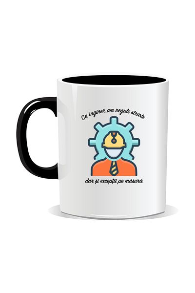 OEM Personalized mug with messages for engineers, As an engineer I have strict rules - Black interior