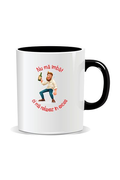 OEM Personalized mug with message for stylish drinkers, I don't get drunk - Black interior