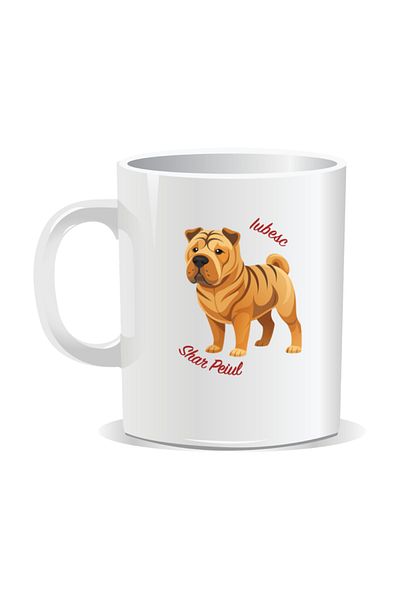 OEM Personalized mug with messages for dog lovers, I love Shar Pei - White interior
