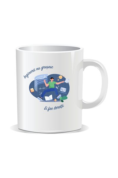OEM Personalized mug with messages for engineers, Engineers don't make mistakes, they iterate - White interior