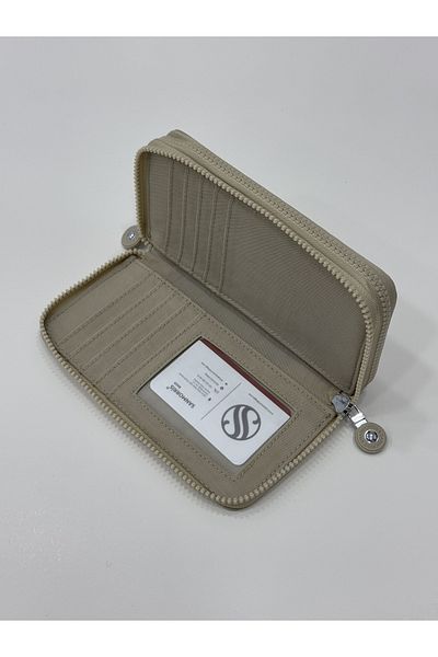 Çanta Trend Sanmorris Women's Crinkle Fabric Metal Zipper Wallet with Card Holder and Coin Compartment