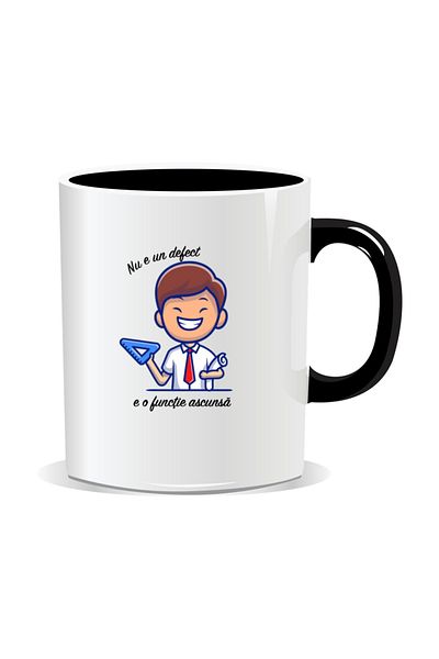 OEM Personalized mug with messages for engineers, It's not a defect, it's a hidden feature - Black interior
