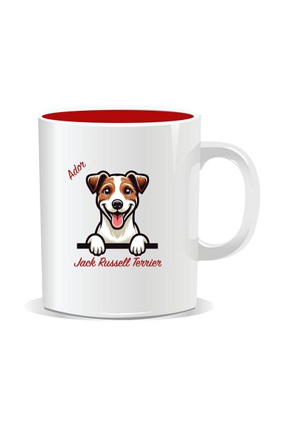 OEM Personalized mug with messages for dog lovers, I love Jack Russel Terrier - Red interior