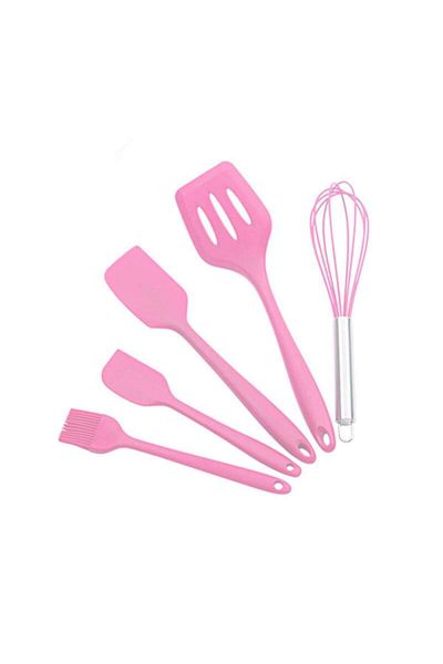 SIKS Set of 5 SIKS® Heat-Resistant Silicone Kitchen Utensils, Whisk, Brush, Large Spatula