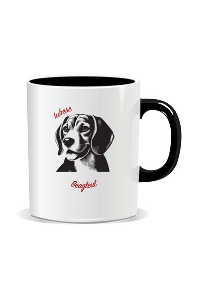 OEM Personalized mug with messages for dog lovers, I love beagle - Black interior