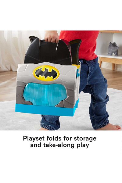 FISHER PRICE Little People DC Super Friends Toddler Toy Deluxe Batcave Playset with Batman Figure
