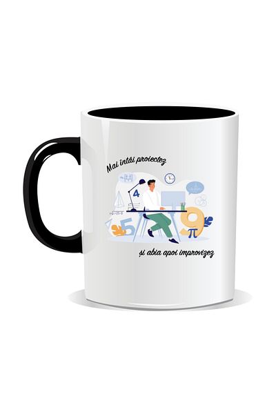 OEM Personalized mug with messages for engineers, I design first - Black interior