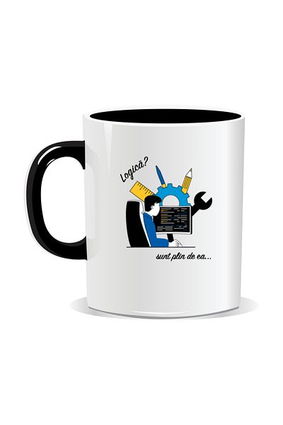 OEM Personalized mug with messages for engineers, Logic? I'm full of it - Black interior