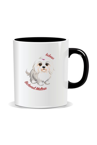 OEM Personalized mug with messages for dog lovers, I love Maltese Bichon - Black interior