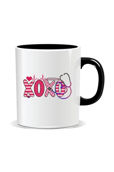 OEM Personalized mug for nurses, XOXO - Black interior