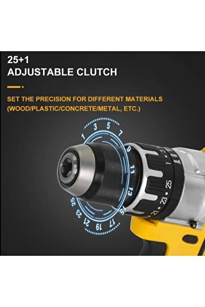 Generic 21V drill and screwdriver, ergonomic design, 2 batteries, 3300rpm, 212x76x210mm