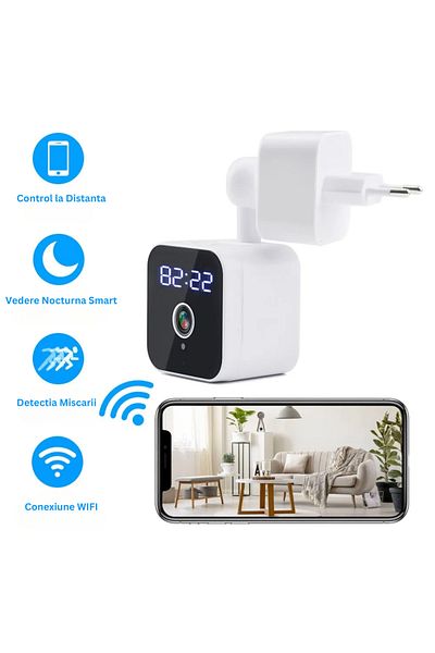 Spionescu Clock spy camera with LED display, K1, full HD 1080P, 360° rotation, 3 MP, video, two-way audio