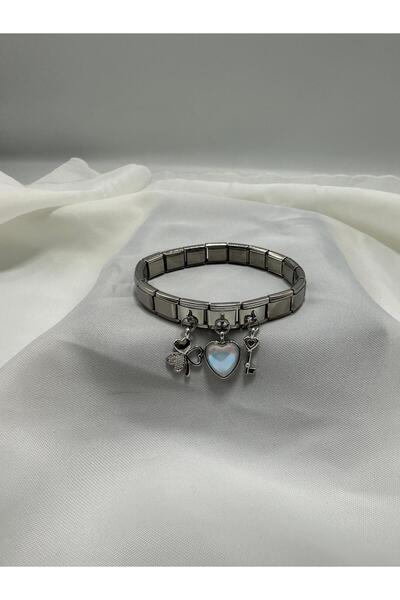 Lav Aksesuar 3'lü Charmlı italyan charm şans bileklik 9 mm çelik paslanmaz çelik set halinde Italian bracelet