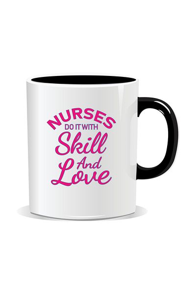 OEM Personalized mug for nurses, Nurses do it with skill and love - Black interior