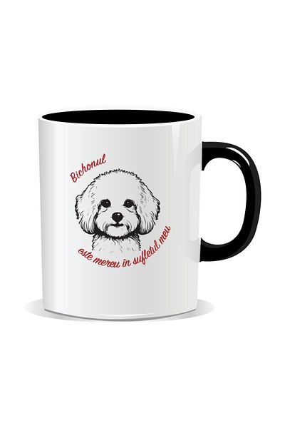 OEM Personalized mug with messages for dog lovers, Bichon is my soul - Black interior