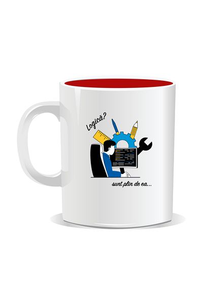 OEM Personalized mug with messages for engineers, Logic? I'm full of it - Red interior