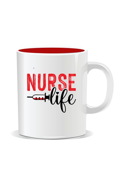 OEM Personalized mug for nurses, Nurse life - Red interior