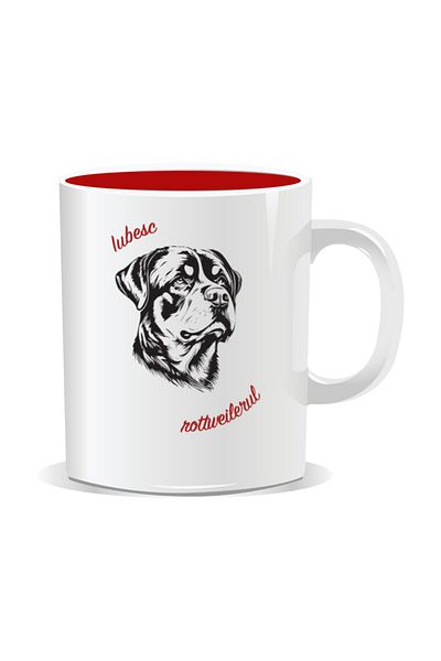 OEM Personalized mug with messages for dog lovers, I love Rottweiler - Red interior