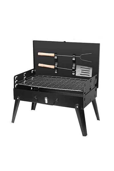 SIKS Charcoal Garden Grill, Metal, Portable, Utensils Included, Foldable Legs, 44 X 27 X 22 Cm