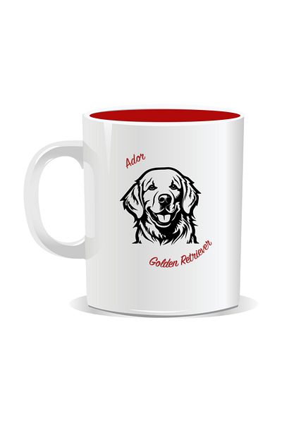 OEM Personalized mug with messages for dog lovers, I love golden retriever - Red interior