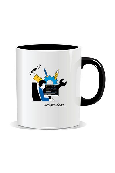 OEM Personalized mug with messages for engineers, Logic? I'm full of it - Black interior
