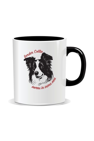 OEM Personalized mug with messages for dog lovers, Border Collie - Black interior
