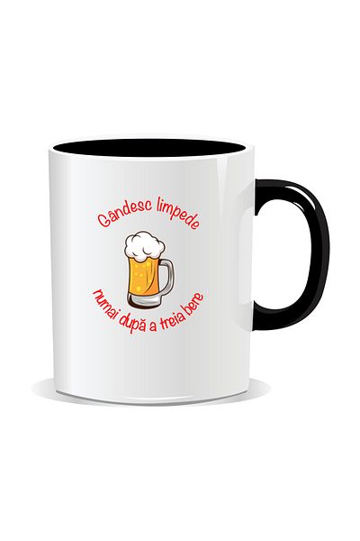 OEM Personalized mug with message for stylish drinkers, I think clearly - Black interior