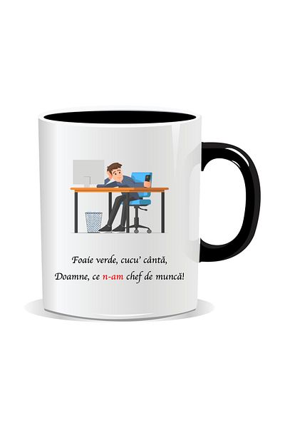 OEM Personalized mug with funny message, Green leaf cuckoo sings - Black interior