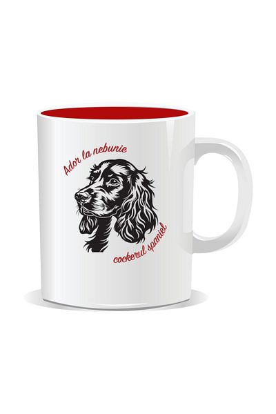 OEM Personalized mug with messages for dog lovers, I love cocker spaniels - Red interior