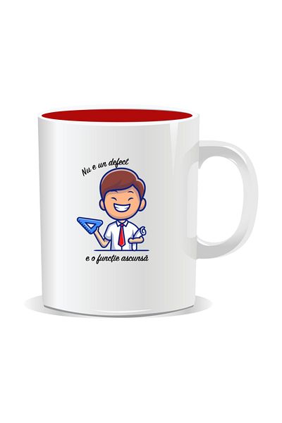 OEM Personalized mug with messages for engineers, It's not a defect, it's a hidden feature - Red interior