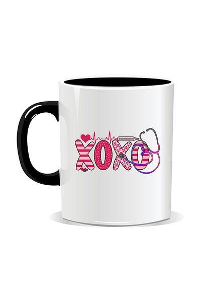 OEM Personalized mug for nurses, XOXO - Black interior