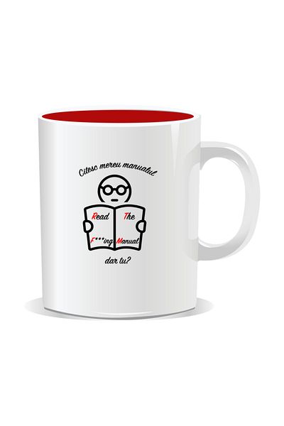 OEM Personalized mug with messages for engineers, I always read the manual. What about you? - Red interior