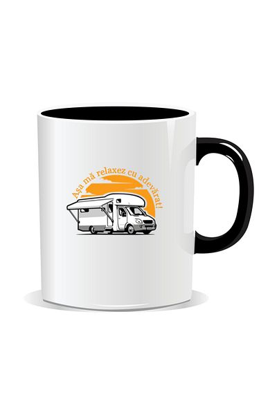 OEM Personalized mug with messages for campers, This is how I truly relax - Black interior